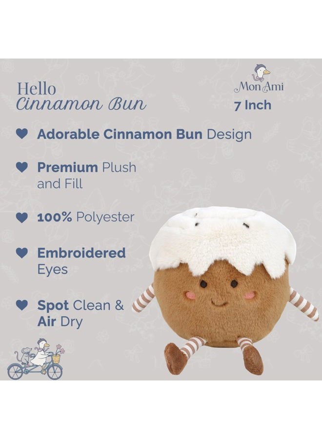 Mon Ami Cinnamon Bun Plush Toy – 7 inches Cute Breakfast Cinnamon Roll Plushie with Icing | Soft Stuffed Toy for All Ages | Holiday Décor Accent & Sweet Gift - Image 2