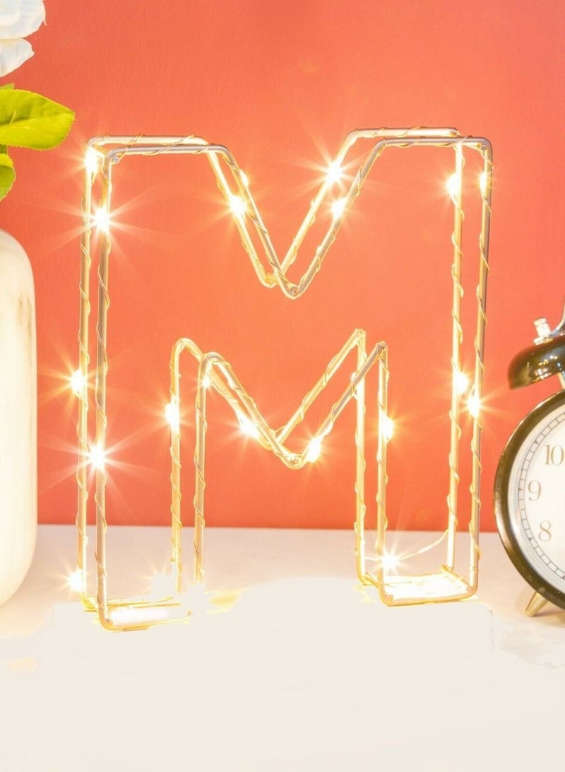 سلة حرف M مضيء لون ذهبي - Image 2