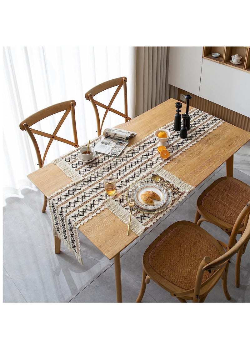 SOLARAE Burlap Splicing Table Runners Boho Runner With Tassels Handmade Woven Fabric Decorative For Kitchen Dining Restaurant Hotel Wedding Cafe Party 30 X 180 Cm - Image 5