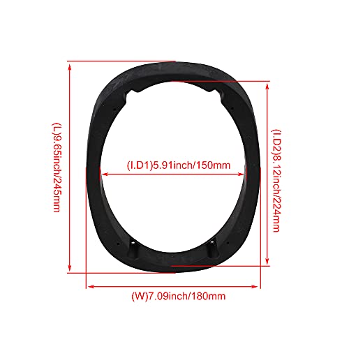RDEXP Black 46" x 9" Solid Universal Speaker Adapter Mount 1" Depth Ring Adapter for Car Sound Tool Set of 2 - Image 4