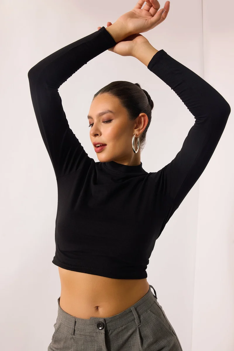 فيرجيو Cotton High Workwear Neck Tops With Full Sleeve for Women