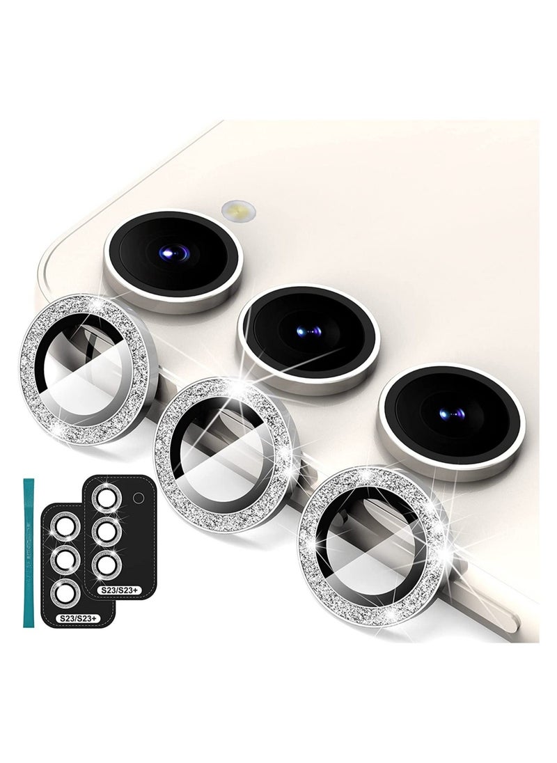 Raxoom [3+3 PCS] for Samsung Galaxy S23/ S23 Plus Camera Lens Protector, Premium Tempered Glass Glitter Camera Lens Protector - Image 1