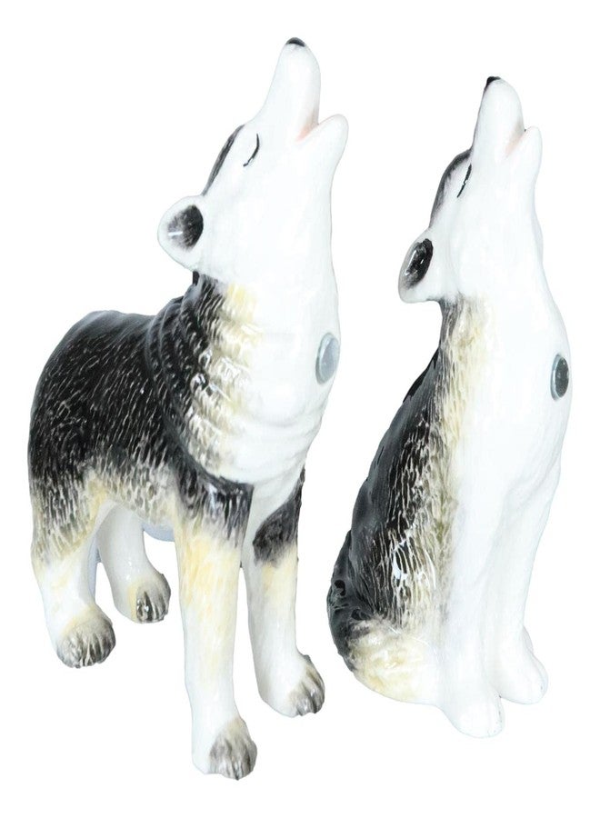 Ebros Gift Full Moon Alpha Gray Wolf Pups Howling Through The Night Ceramic Salt And Pepper Shakers Set Rustic Wildlife Woodlands Wolves Timberwolves Mystical Animal Spirit Decor - Image 2