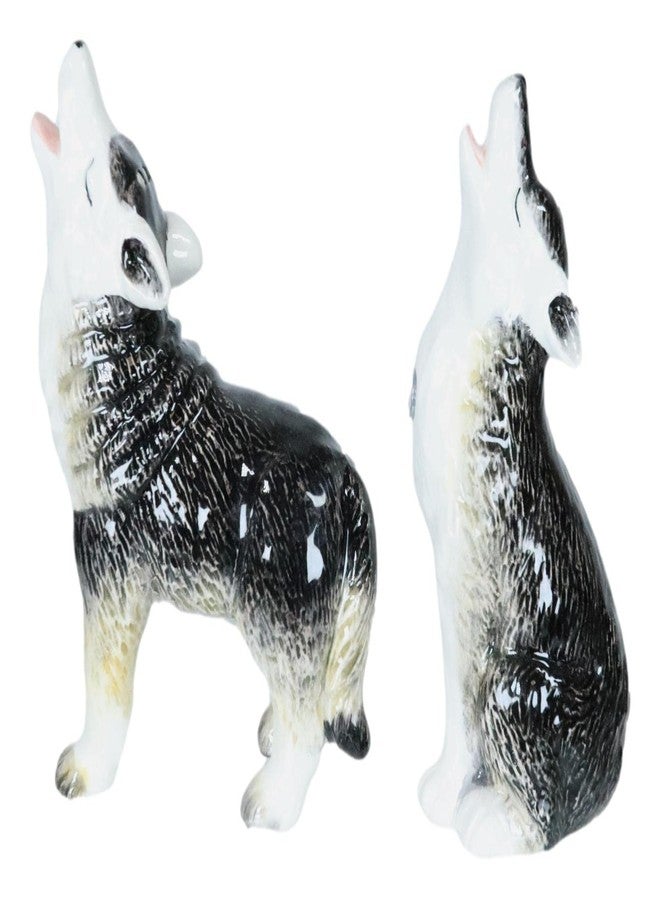 Ebros Gift Full Moon Alpha Gray Wolf Pups Howling Through The Night Ceramic Salt And Pepper Shakers Set Rustic Wildlife Woodlands Wolves Timberwolves Mystical Animal Spirit Decor - Image 3