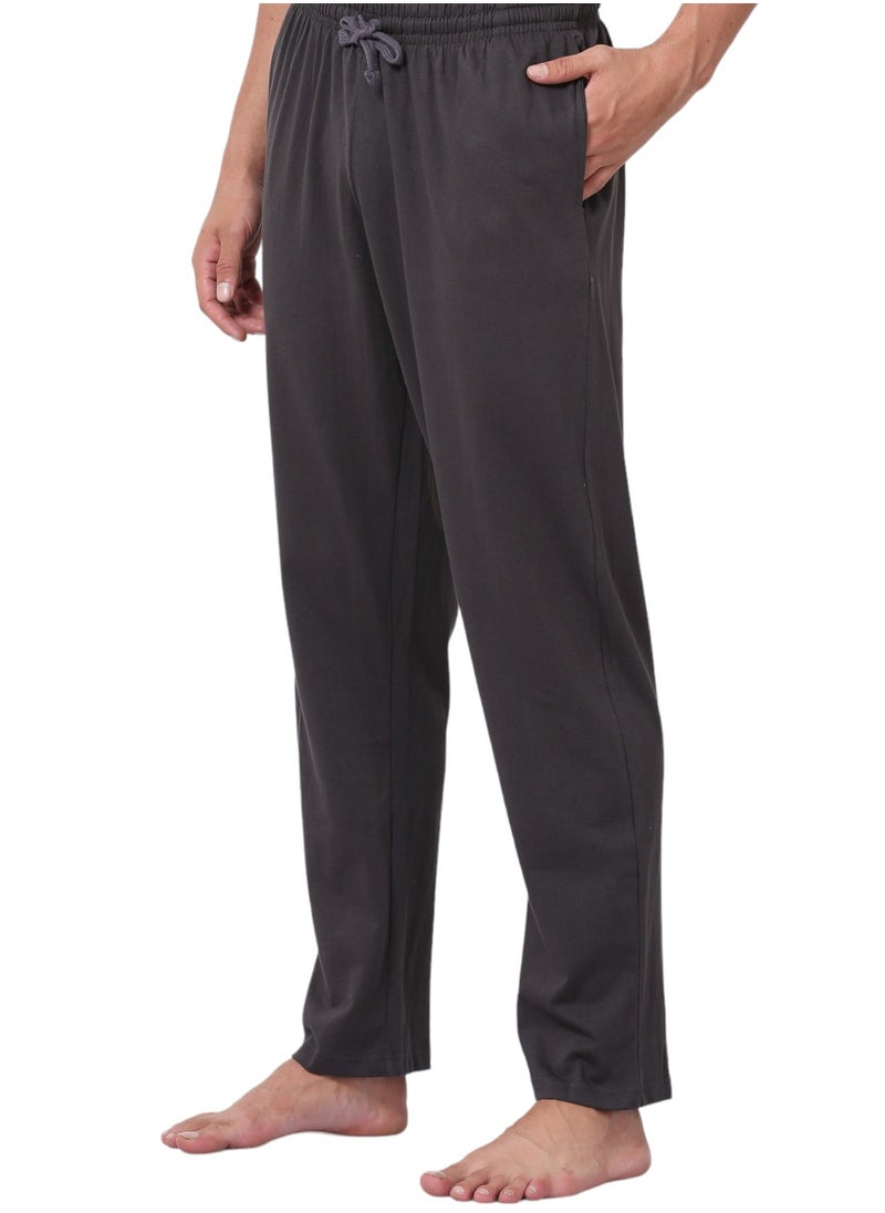 victor and jane Men's Cotton Pyjama Sets with Round Neck T-shirt in Grey MEL and Dark Grey long pants  - Image 5