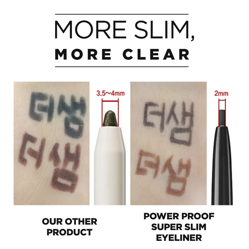 THESAEM Eco Soul Powerproof Super Slim Eyeliner - Smudge Proof Gel Eyeliner - Micro Precision Tip (2mm) - Highly Pigmented & Long-lasting Eye Makeup Glides on Smoothly, 0.1g (BR01 Thrill Brown) - Image 4