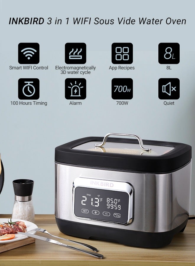 INKBIRD Sous Vide Cooker ISV-500W, 700W All-in-One WiFi Precision Sous Vide Machine, Accurate Temperature & Time Control, 3D Water Circulation Heating, Low Water Level Alarm, Ultra Quiet for Kitchen - Image 3