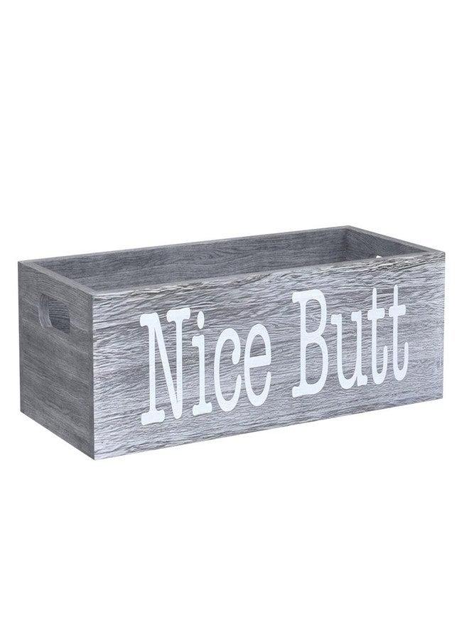 HOSROOME Nice Butt Bathroom Decor Box Toilet Paper Holder for Bathroom Dector Farmhouse Rustic Wood Storage Bin Funny Storage Box for Home Decor,Grey - Image 4