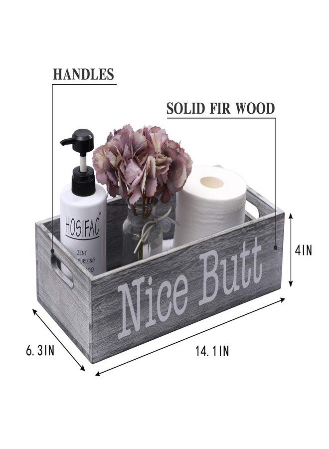 HOSROOME Nice Butt Bathroom Decor Box Toilet Paper Holder for Bathroom Dector Farmhouse Rustic Wood Storage Bin Funny Storage Box for Home Decor,Grey - Image 2