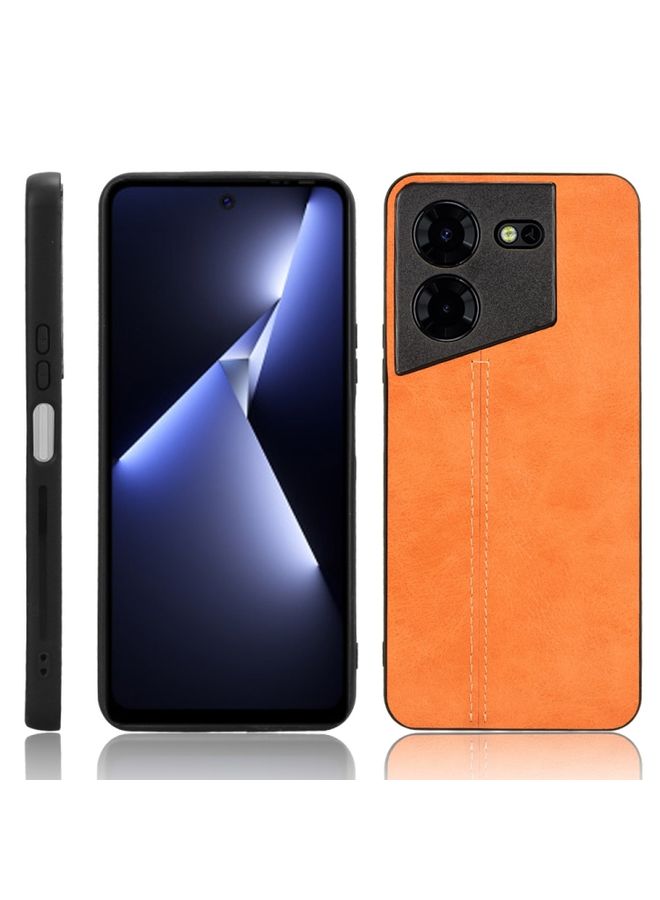HuHa Case Cover For TECNO Pova 5 Pro Cow Pattern Sewing Back Cover Phone Case Orange 