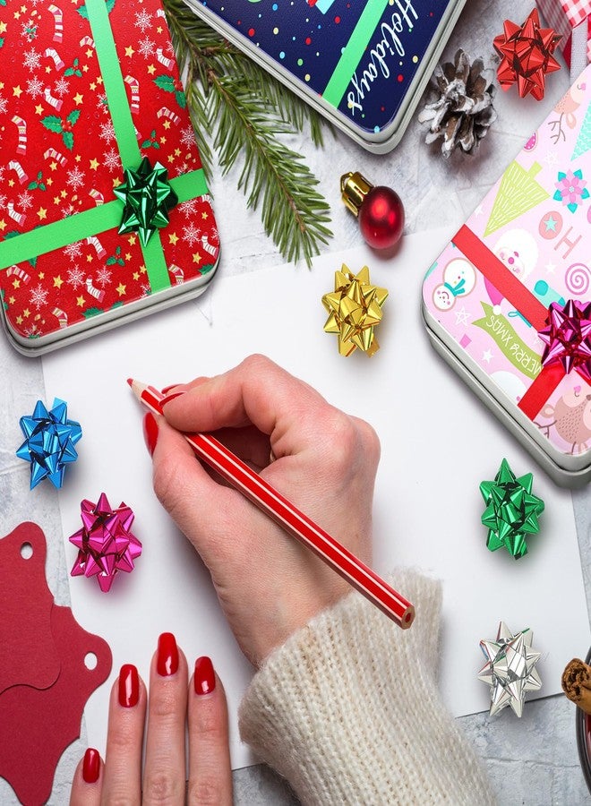 Remuuly 12 Pcs Christmas Gift Card Tin Holder Boxes with Lids and Bow Flower Stickers Christmas Cookie Tins Gift Box Set Xmas Cardholder Money Boxes for Holiday Decor Party Favor Box - Image 3