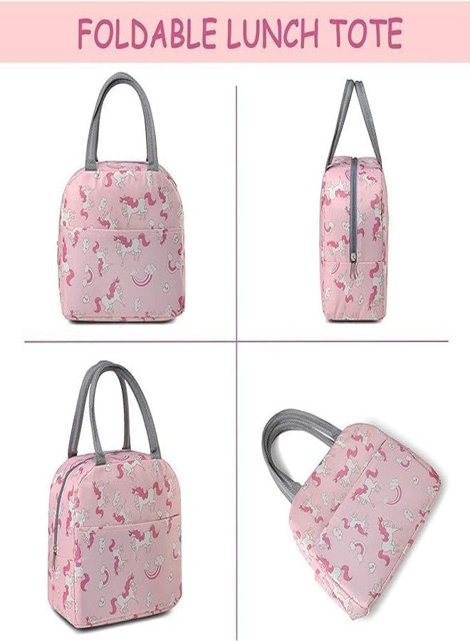 BAOER Lunch Bags for Office Women & Men Insulated Lunch Bag for Kids Tiffin Bag for Organizer Storage Lunch Box Portable and Reusable (Pink Unicorn, Nylon), 1 Liter - Image 3