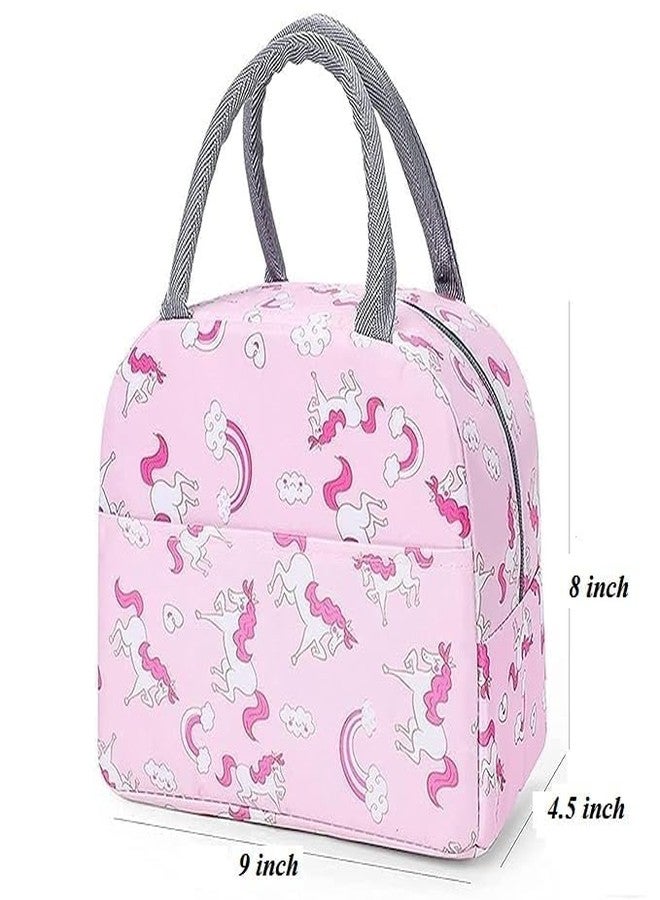 BAOER Lunch Bags for Office Women & Men Insulated Lunch Bag for Kids Tiffin Bag for Organizer Storage Lunch Box Portable and Reusable (Pink Unicorn, Nylon), 1 Liter - Image 2