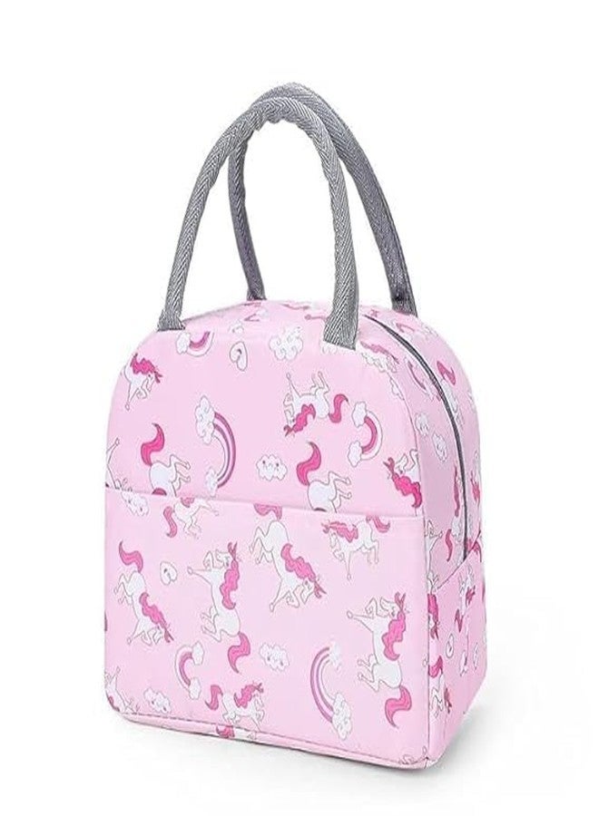 BAOER Lunch Bags for Office Women & Men Insulated Lunch Bag for Kids Tiffin Bag for Organizer Storage Lunch Box Portable and Reusable (Pink Unicorn, Nylon), 1 Liter - Image 1