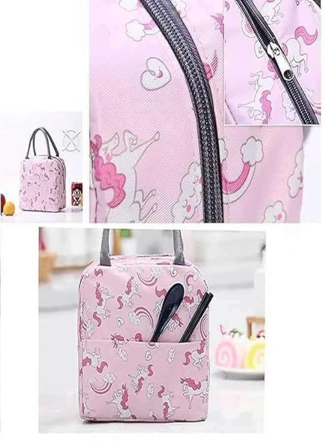 BAOER Lunch Bags for Office Women & Men Insulated Lunch Bag for Kids Tiffin Bag for Organizer Storage Lunch Box Portable and Reusable (Pink Unicorn, Nylon), 1 Liter - Image 4