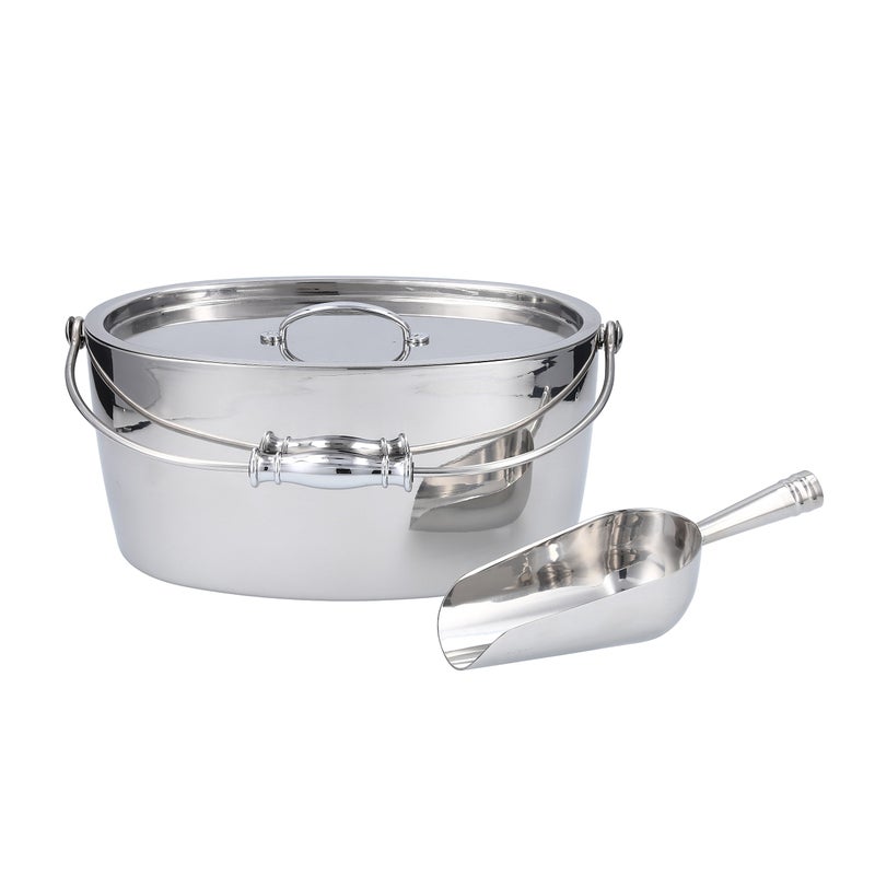 Fortessa Crafthouse by Fortessa Professional Barware by Charles Joly Stainless Steel Oval Ice Bucket with Scoop 2 Piece Set 