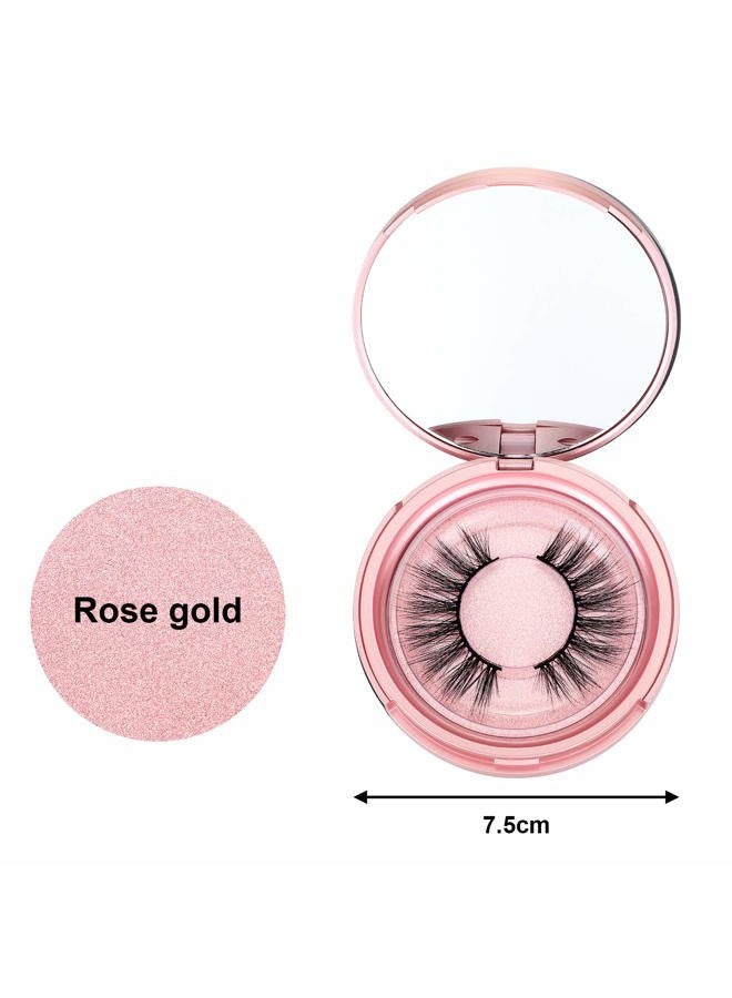 Maitys 6 Pieces Eyelash Packaging Circle Box with Mirror, Eyelash Storage Box Empty Lash Case with Lash Holder for Women Girls (Rose Gold) - Image 2