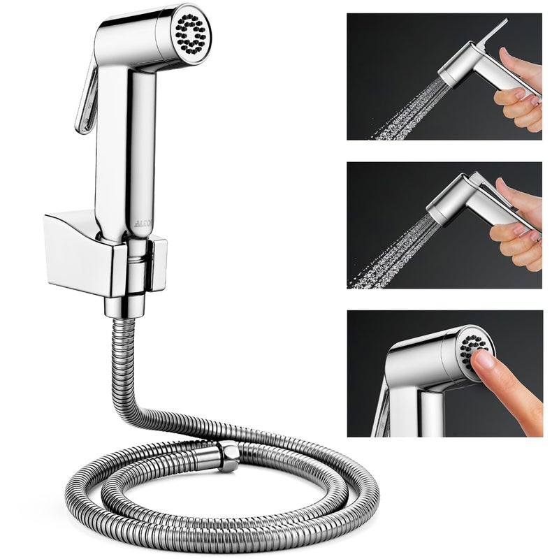 ALTON SHR20910 ABS Health Faucet with SS-304 Grade 1.25 Meter Flexible Hose Pipe and Wall Hook, Chrome Finish (Jet Spray for Toilet) - Image 1