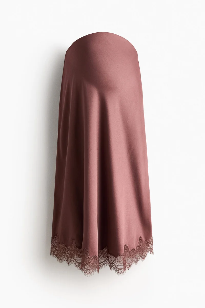 MAMA Lace-trimmed slip skirt