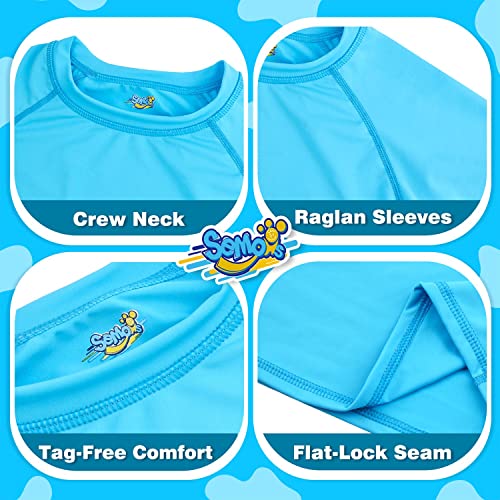 Semois Boys Rash Guard Swim Shirt Short Sleeve, 2 Pack Blue and Navy Blue UPF 50+ Sun Protection Quick Dry Slim Fit Fishing Surf Shirt Cool Beach Clothes for Toddler Youth Kids Size 10-12 Years - Image 5