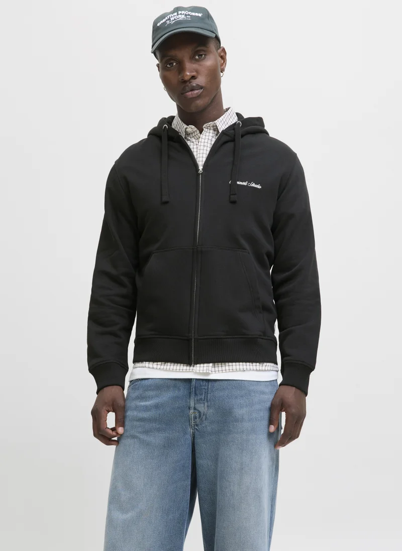 JACK & JONES Embellished Zip Through Hoodie