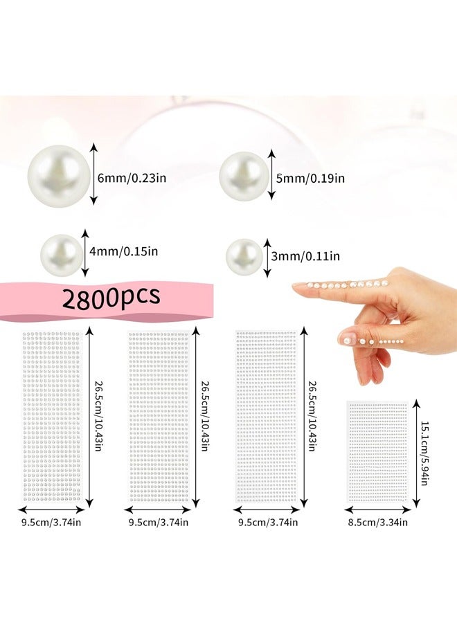 2800 قطعة ملصقات لؤلؤة ذاتية اللصق، 4 أوراق لؤلؤات بأحجام مختلفة لملصقات للجسم، الوجه، المكياج، العين، الأظافر، الحرف اليدوية - Image 2