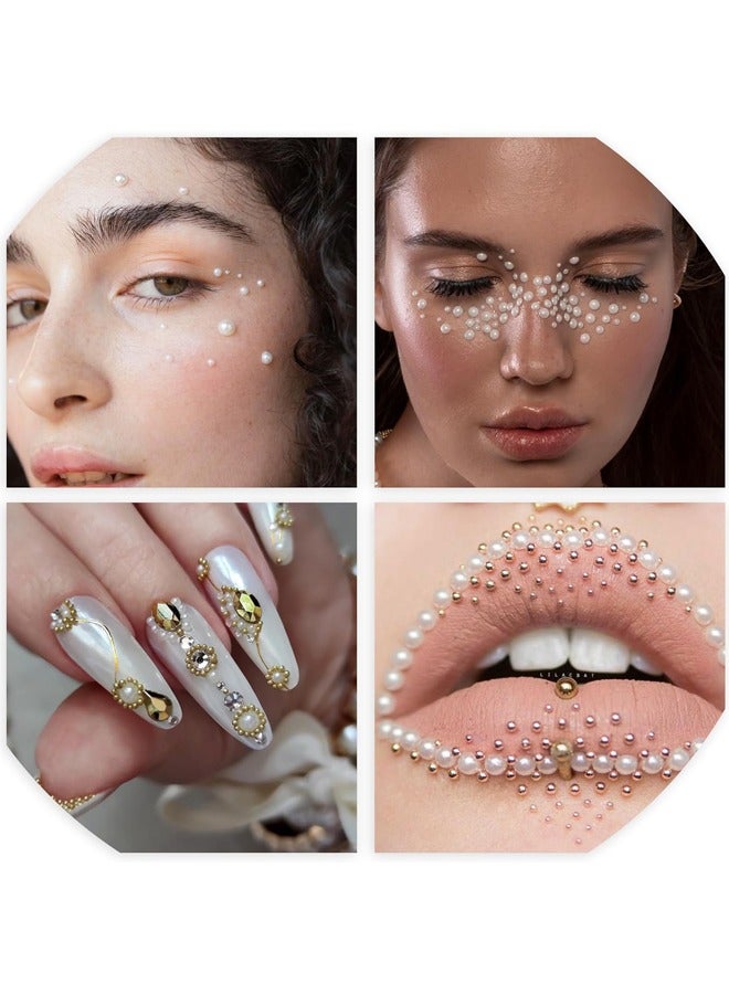 2800 قطعة ملصقات لؤلؤة ذاتية اللصق، 4 أوراق لؤلؤات بأحجام مختلفة لملصقات للجسم، الوجه، المكياج، العين، الأظافر، الحرف اليدوية - Image 5