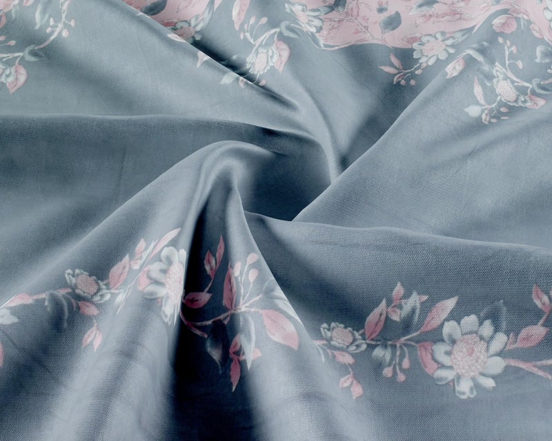 EVERLUSH 300 TC Glace Cotton Elastic Fitted Bedsheets Double King Size Bedsheets with 2 Pillow Covers- 72" X 78" (Pink Flower) - Image 3