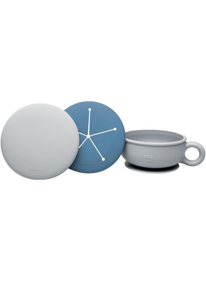 TalkTools Itsy Bowl with Locking Lid - Platinum grade silicone with Volume Lines, Curved Walls for Easy Scooping - for Babies, Toddlers, Children, and Elderly - Snack Lid Accessory (Ocean) - Image 1