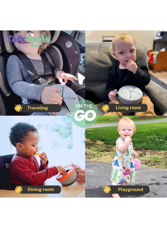 TalkTools Itsy Bowl with Locking Lid - Platinum grade silicone with Volume Lines, Curved Walls for Easy Scooping - for Babies, Toddlers, Children, and Elderly - Snack Lid Accessory (Ocean) - Image 5