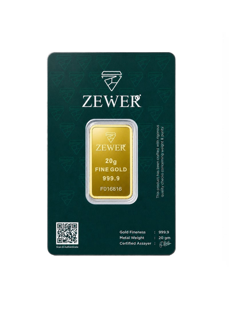 Zewer 20g 24K 999.9 Fine Gold Bar with Burj Khalifa Design - Image 1