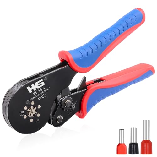 HKS Ferrule Crimping Tool AWG 30-5, Hexagonal Self-Adjusting Ratchet Crimper for End-Sleeves, Wire Ends Terimnals (Crimper 16-6) - Image 1