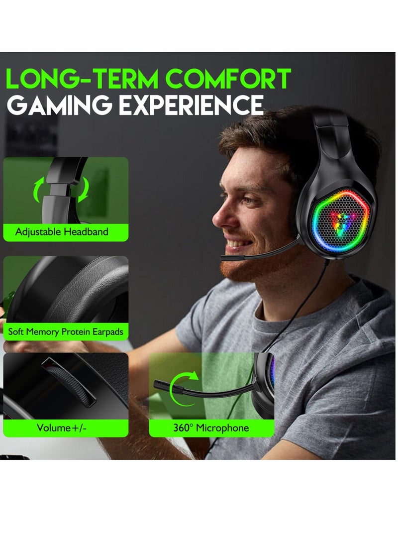 RGB سماعة ألعاب سلكية G503 مع ميكروفون وسماعات صوت محيطي 3D - Image 3