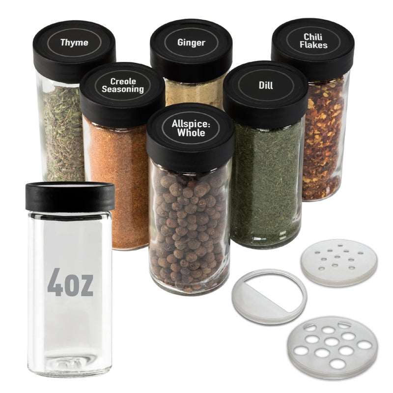 AllSpice 4" Glass Spice Jars 4 fluid ounces- 6 Pack - Image 4