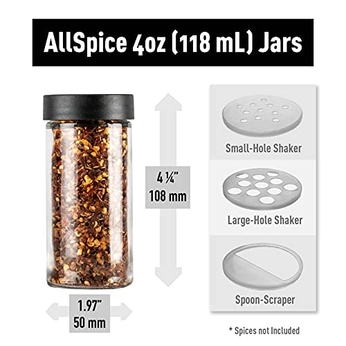 AllSpice 4" Glass Spice Jars 4 fluid ounces- 6 Pack - Image 3