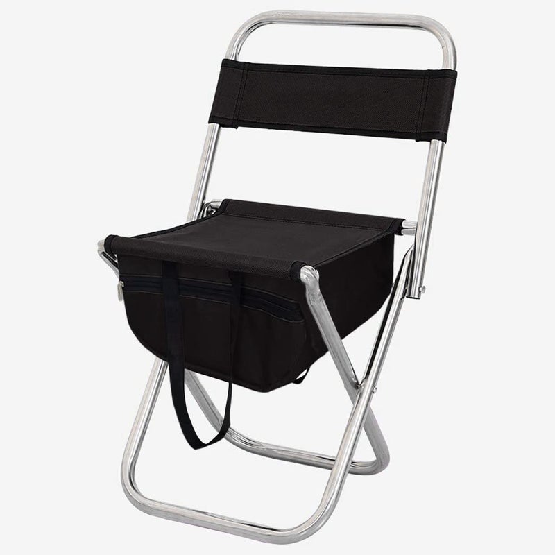 BIGFALCON Premium Folding Camping Chair Outdoor Portable FishingPicnicHiking and Traveling StoolChair with Backrest Relaxing Sketching Chair with Storage BagBlack with Bag