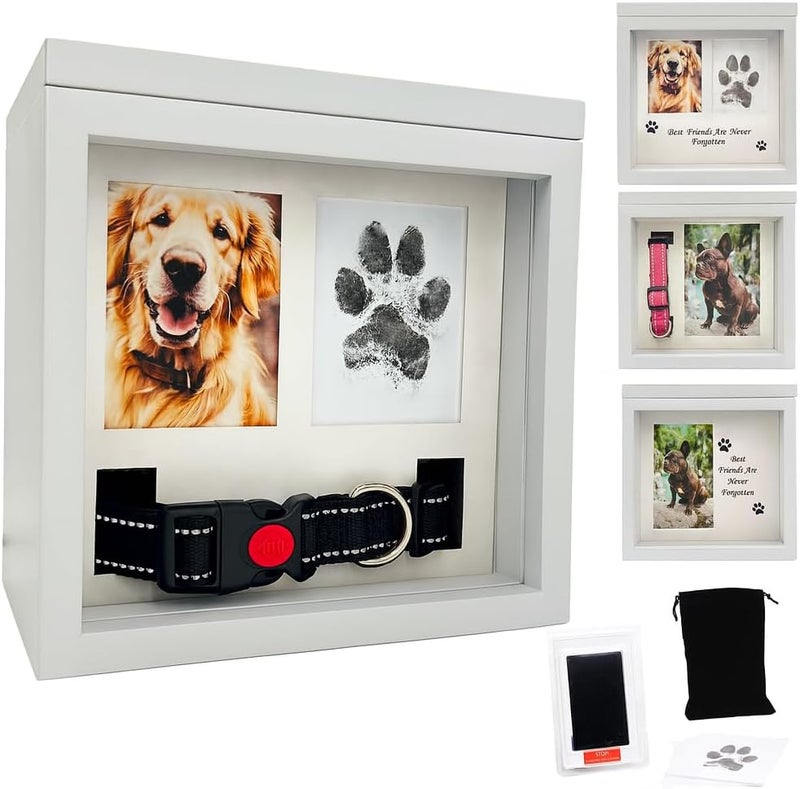 OtterPets Large Dog Urn for Ashes, 4 Customizable Displays with Paw Print Ink Kit, 8.5x8.5x5.8 Pet Urn for Dog Ashes, Pet Cremation Box, Cat Urn for Ashes, Dog Ashes Keepsake (White) - Image 1