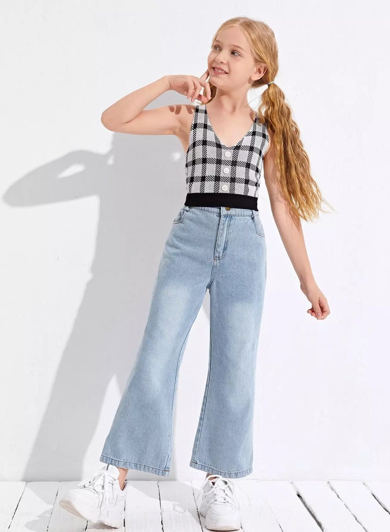 Girls Solid Flare Leg Jeans  - Image 4
