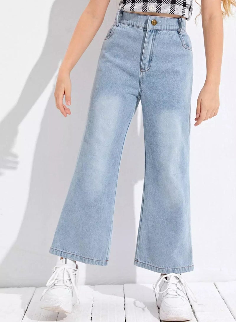 Girls Solid Flare Leg Jeans  - Image 1