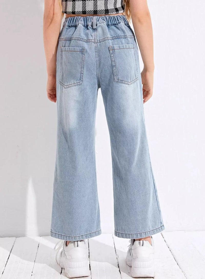 Girls Solid Flare Leg Jeans  - Image 2