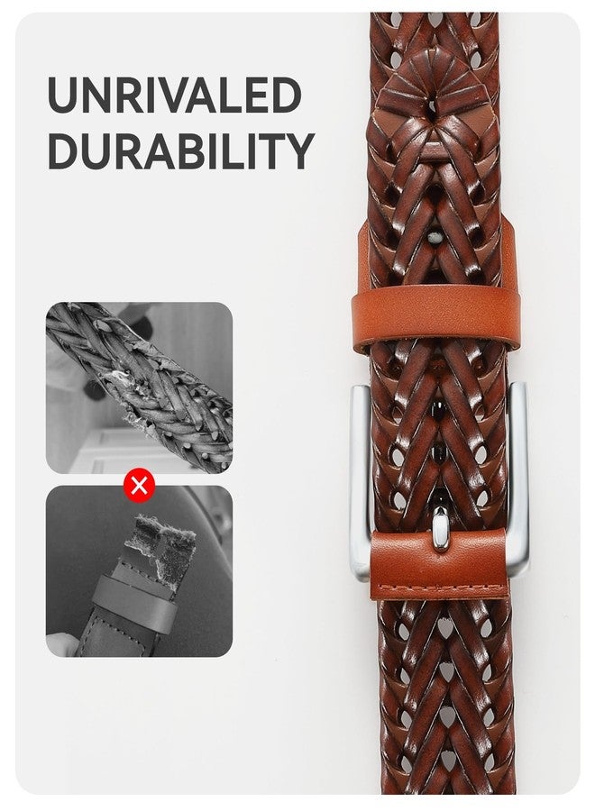 تشاورين حزام رجالي من الجلد المضفر من تشاورين، حزام جلدي منسوج كاجوال للرجال بعرض 35 مم مناسب للبدلات الرسمية والجينز والجولف - Image 3