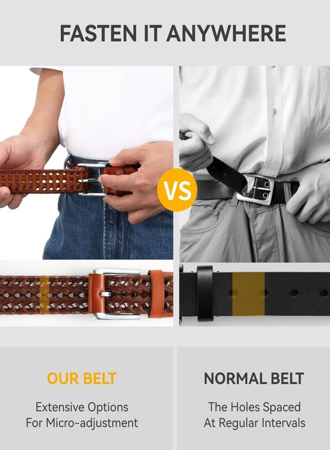 تشاورين حزام رجالي من الجلد المضفر من تشاورين، حزام جلدي منسوج كاجوال للرجال بعرض 35 مم مناسب للبدلات الرسمية والجينز والجولف - Image 5