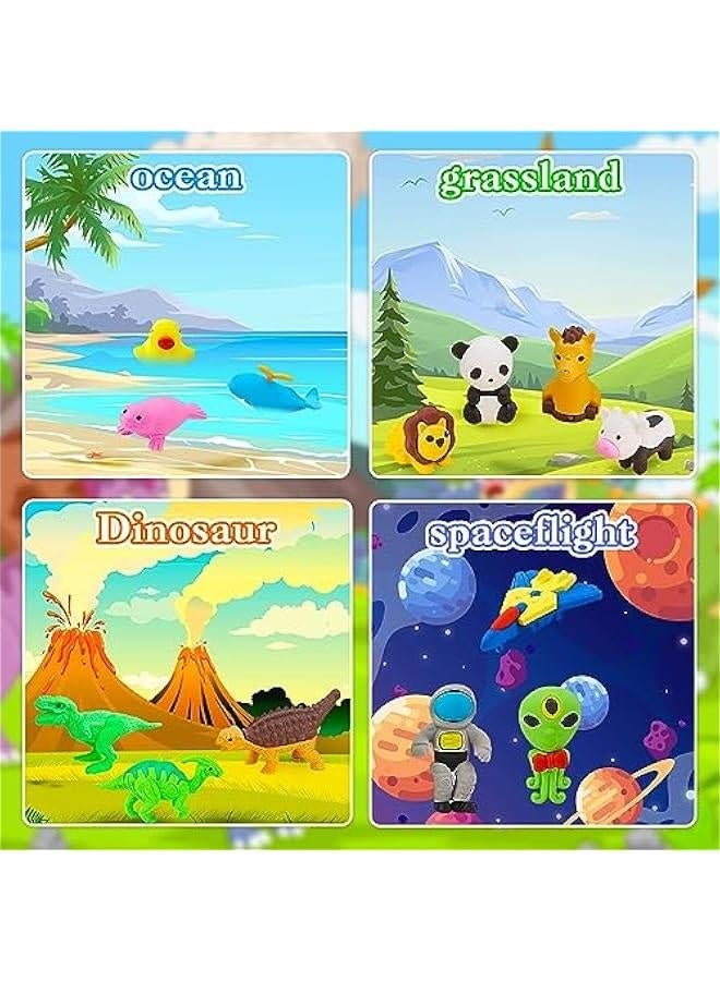 Generic 150Pcs Animal Erasers Kids Desk Pets Pencil Erasers 3D Puzzle Erasers Bulk Mini Animal Food Erasers Toys Fun Cute Eraser for Classroom Rewards, Game Prizes, Treasure Box,  Egg Fillers  - Image 2