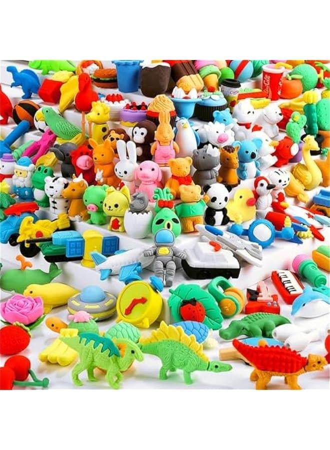 Generic 150Pcs Animal Erasers Kids Desk Pets Pencil Erasers 3D Puzzle Erasers Bulk Mini Animal Food Erasers Toys Fun Cute Eraser for Classroom Rewards, Game Prizes, Treasure Box,  Egg Fillers  - Image 1