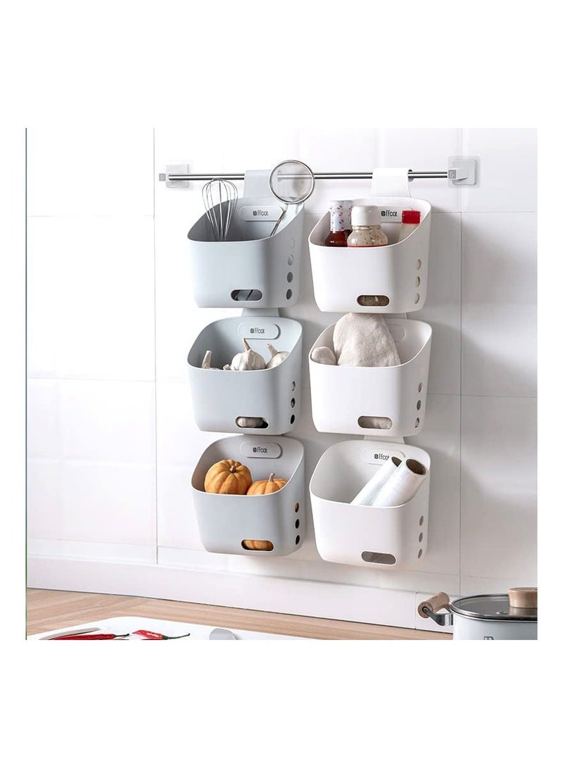 2 Pack Plastic Hanging Cup Holders, Rolling Cart Organizer Accessories, Trolley Basket Storage Hanging Bucket for Bathroom Kitchen, Gray - Image 2