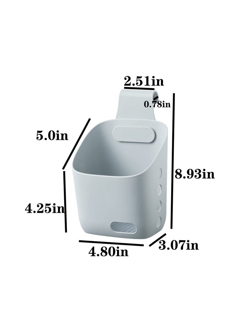 2 Pack Plastic Hanging Cup Holders, Rolling Cart Organizer Accessories, Trolley Basket Storage Hanging Bucket for Bathroom Kitchen, Gray - Image 3