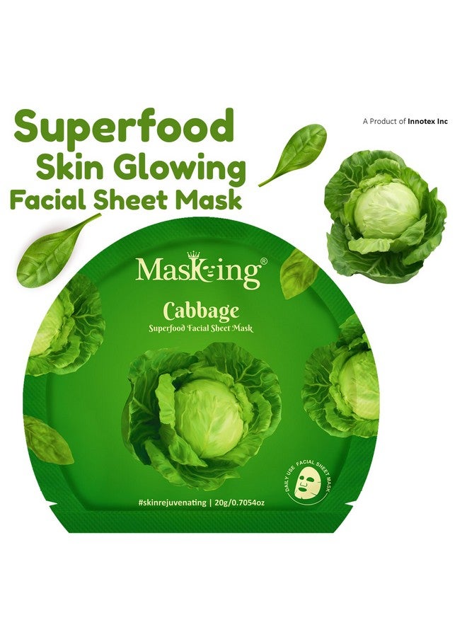 MASKING Superfood Cabbage Sheet Mask For Skin Brightening Hydrating For Women And Men Pack Of 5 - Image 2
