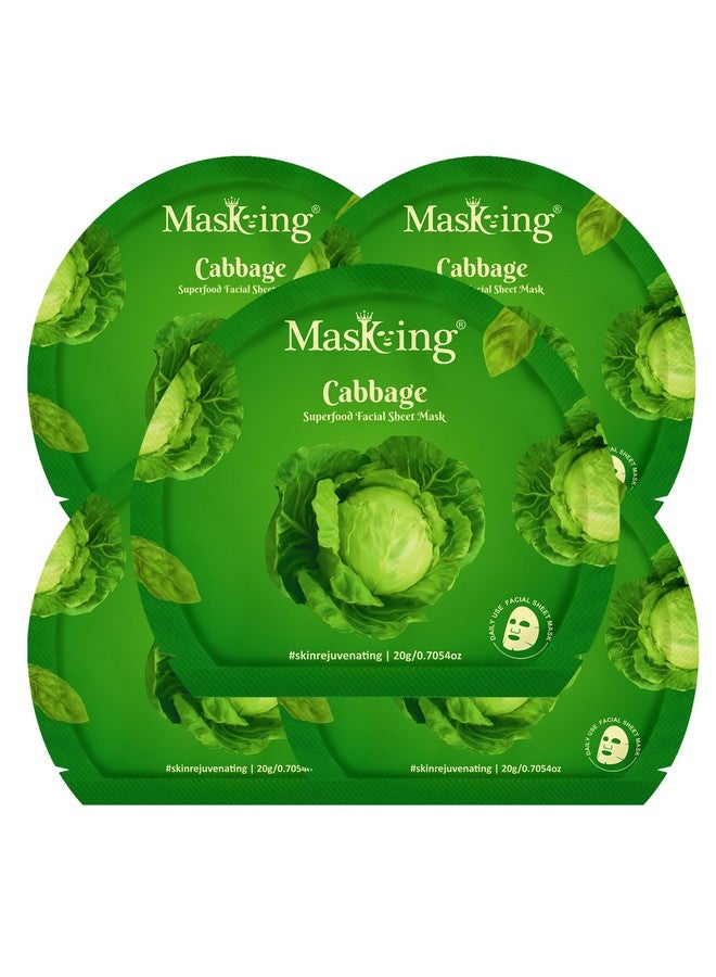 MASKING Superfood Cabbage Sheet Mask For Skin Brightening Hydrating For Women And Men Pack Of 5 - Image 1