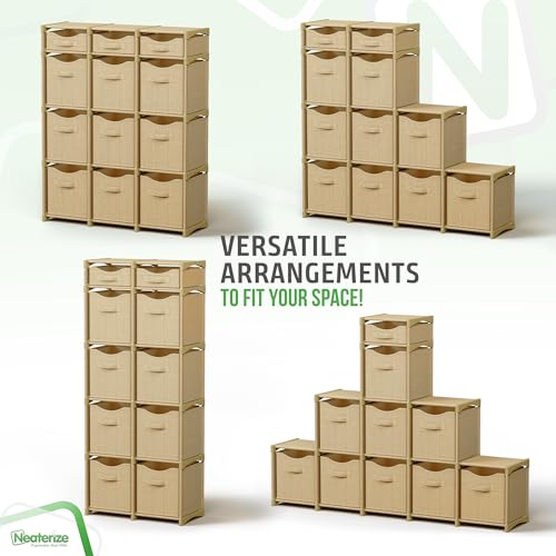 NEATERIZE Cube Storage Organizer with Storage Bins Included - The Perfect Closet Organizers and Storage Solution. Includes 12 Storage Cubes, Great For Toy Storage, Closet Storage, Clothes Storage (Beige) - Image 5