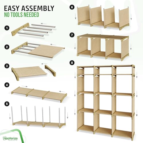 NEATERIZE Cube Storage Organizer with Storage Bins Included - The Perfect Closet Organizers and Storage Solution. Includes 12 Storage Cubes, Great For Toy Storage, Closet Storage, Clothes Storage (Beige) - Image 4